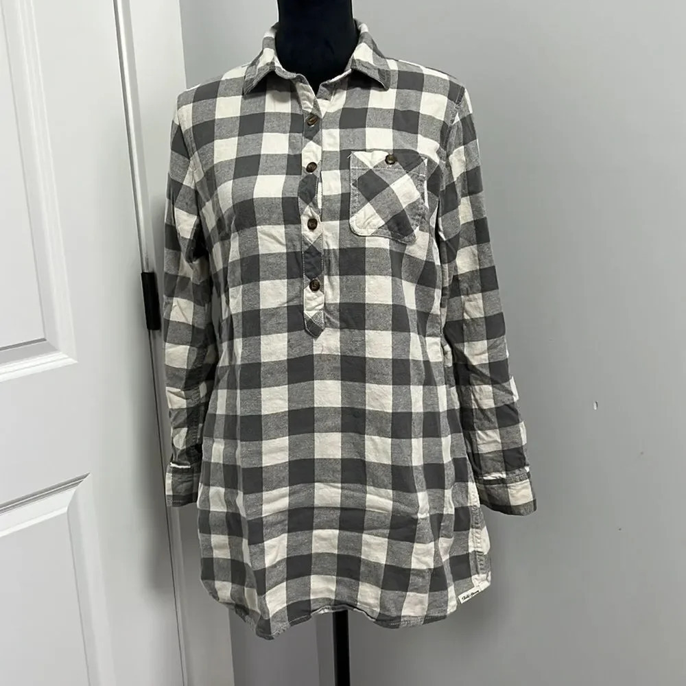 Field & Stream Checkered Tunic Gray And White Siz… - image 1